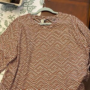 Ava & Viv Brown and White Patterned Women's Top